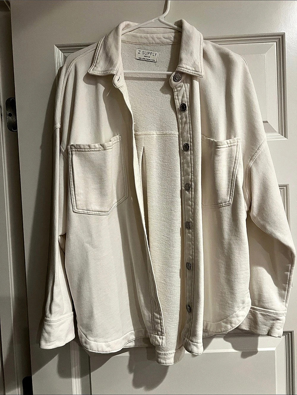 Z Supply All Day Knit Jacket Utility Shirt Jacket in White, Medium